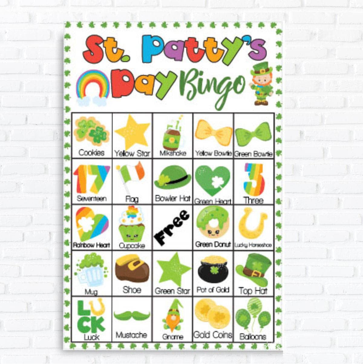 St. Patrick's Day Bingo Set - 37 Teile Für Bis Zu 24 Spieler | Lustiges Irisch Inspiriertes Kartenspiel Mit Kleeblatt, Regenbogen & Goldmünzen