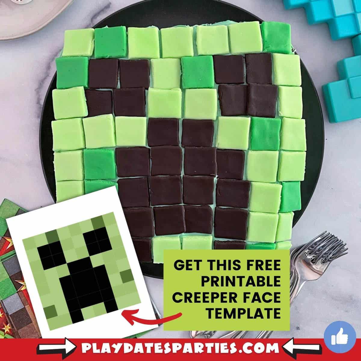 DIY Minecraft Creeper Cake for Free Printable Minecraft Creeper Face