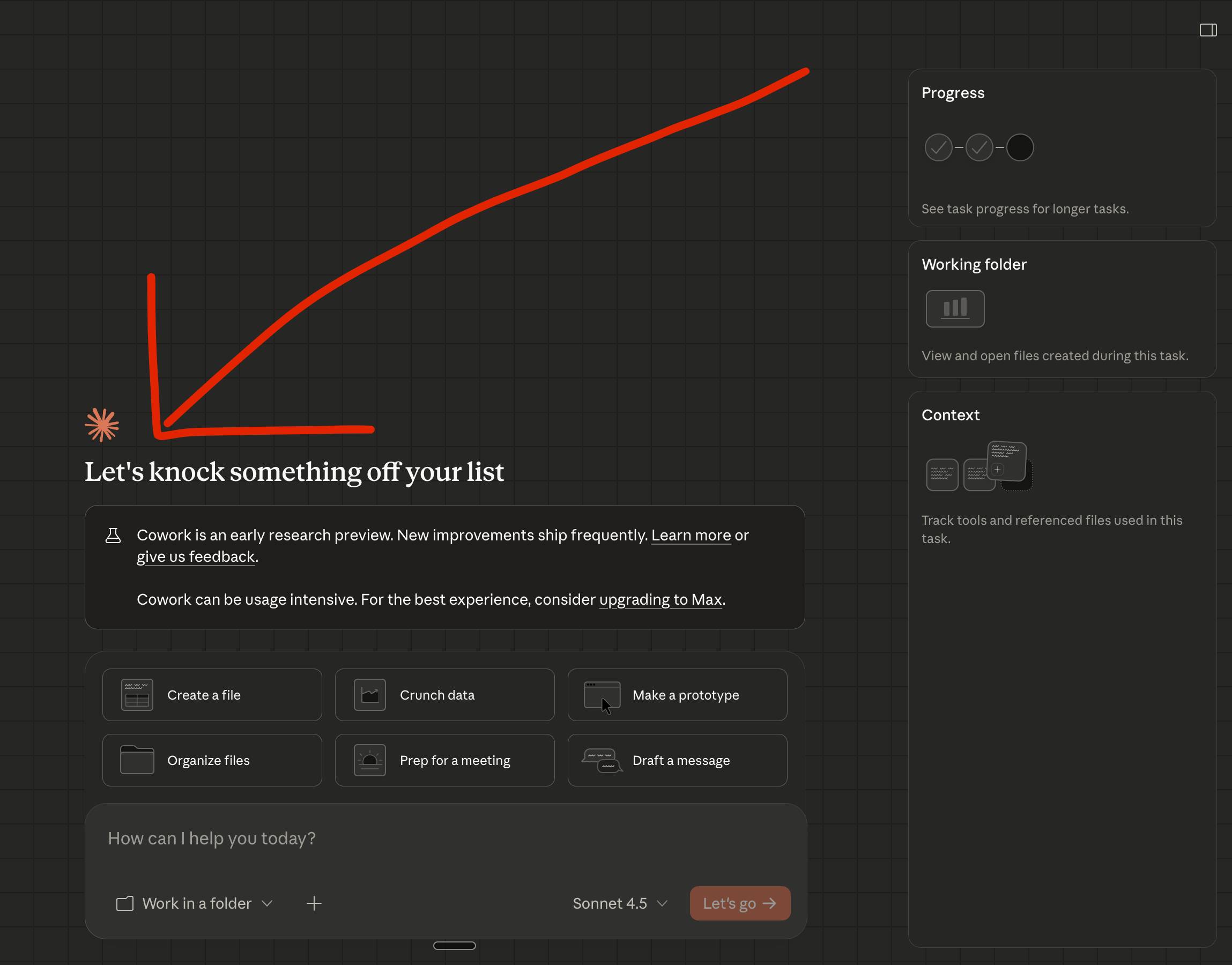 Claude Cowork home page