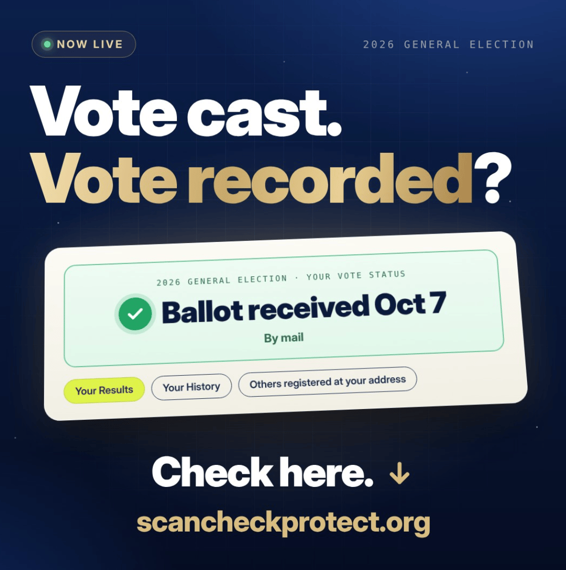 Vote cast. Vote recorded? Check here at scancheckprotect.org