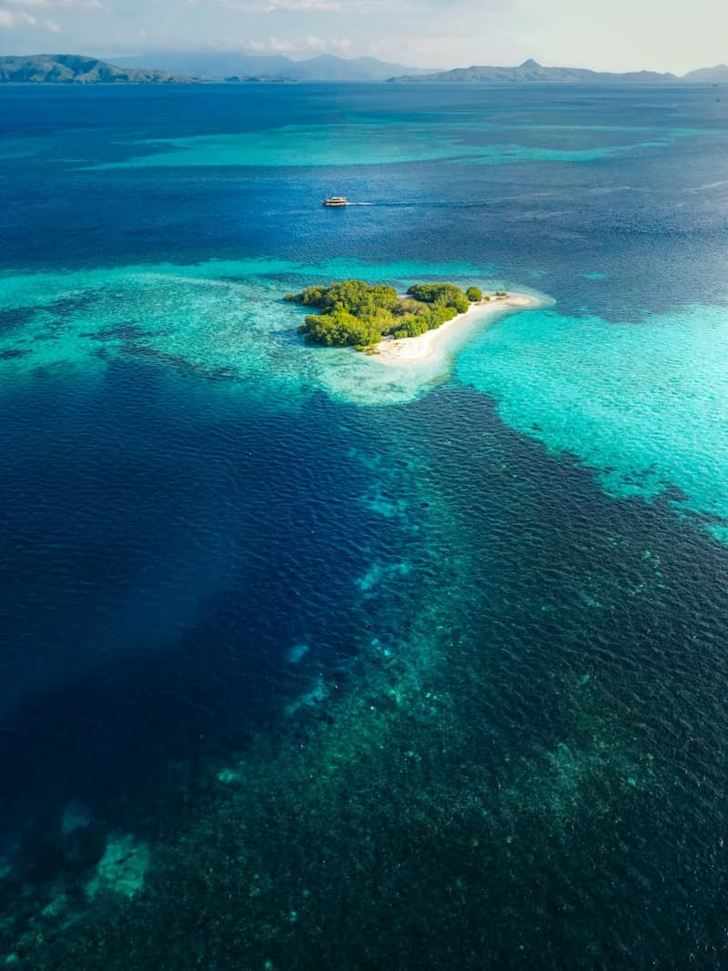 A small island in the middle of the ocean