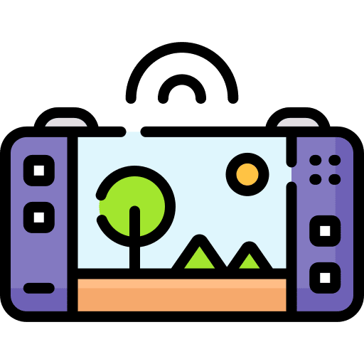An illustration of a handheld gaming system