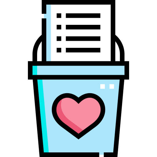 An illustration of a bucket with a list in it.