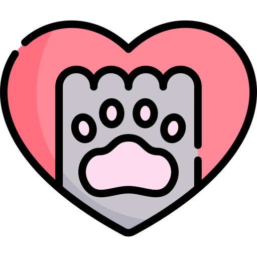 An illustration of a cat paw in a heart.