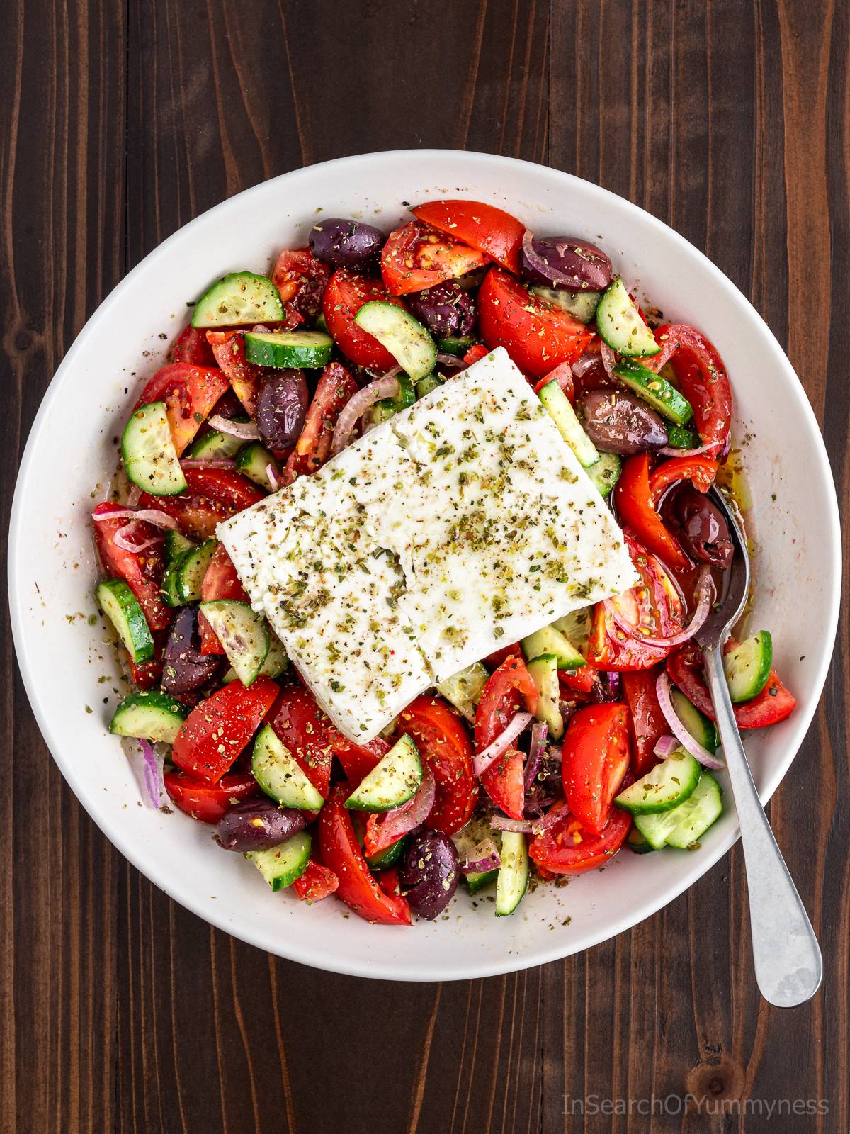 A bowl of Greek salad