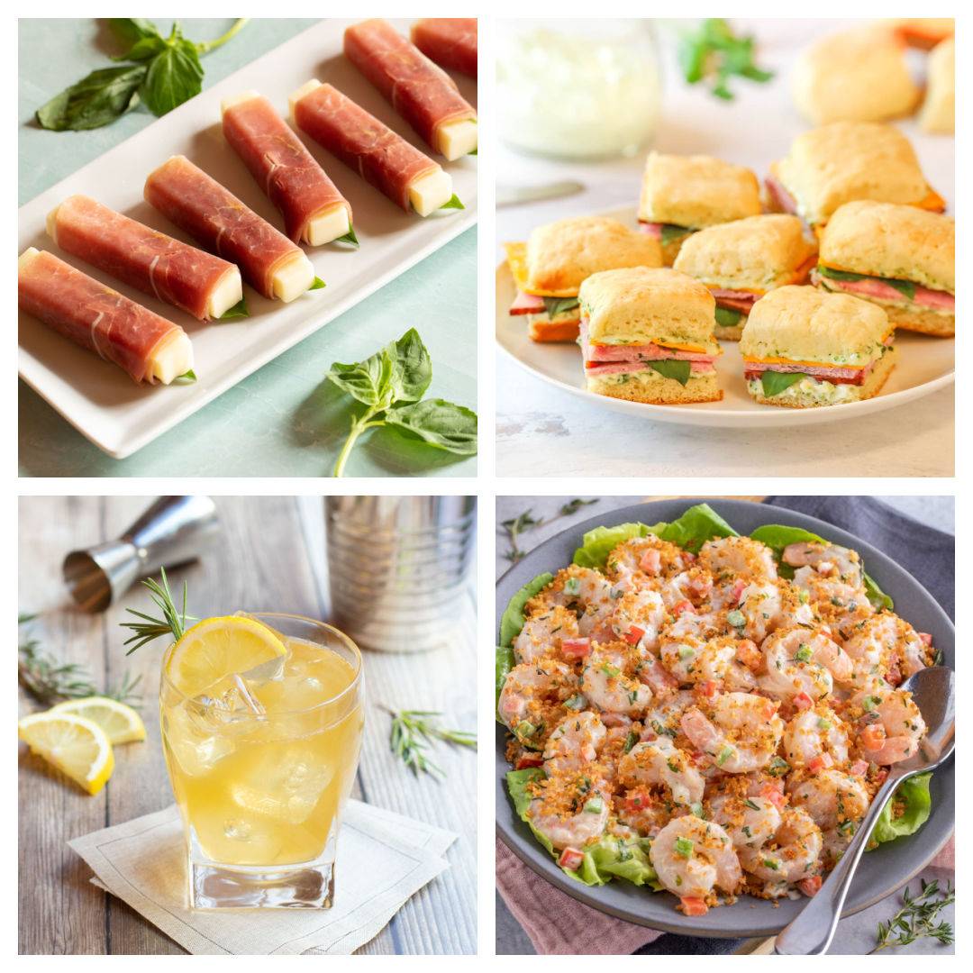 collage of 4 dishes to serve while watching March Madness