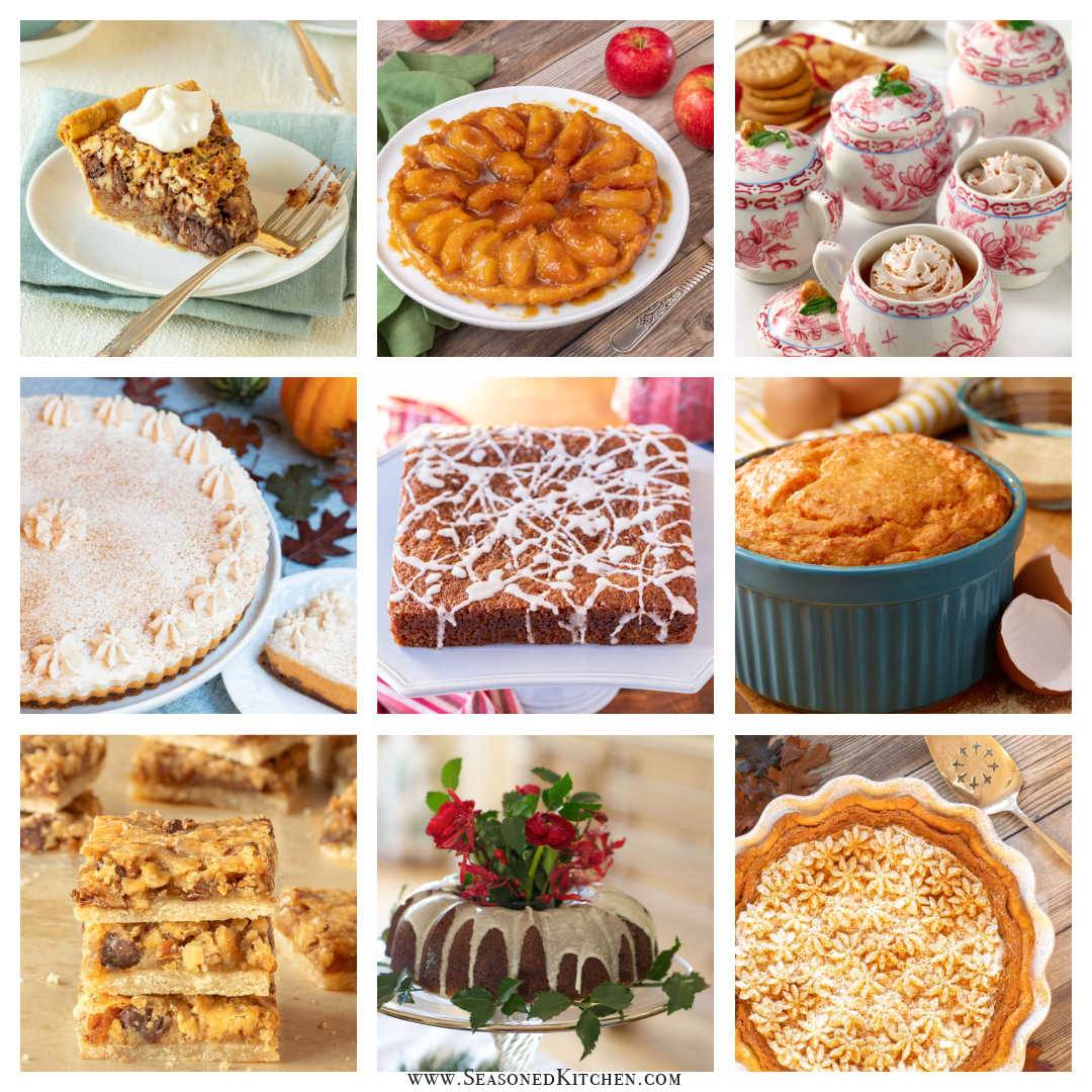 collage of thanksgiving dessert photos