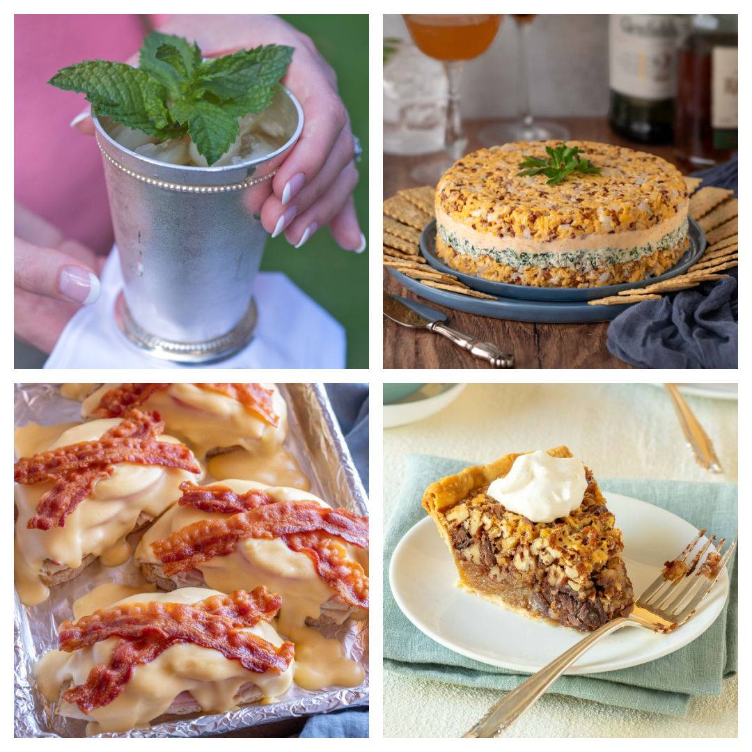 Collage of 4 traditional Kentucky recipes to serve on Derby Day.