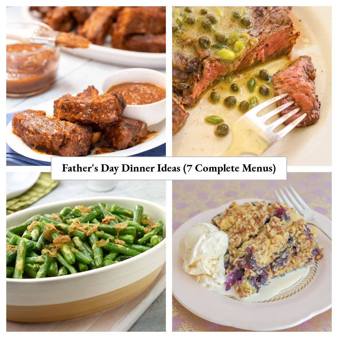 Collage of 4 recipes included in the 7 Father's Day menus.