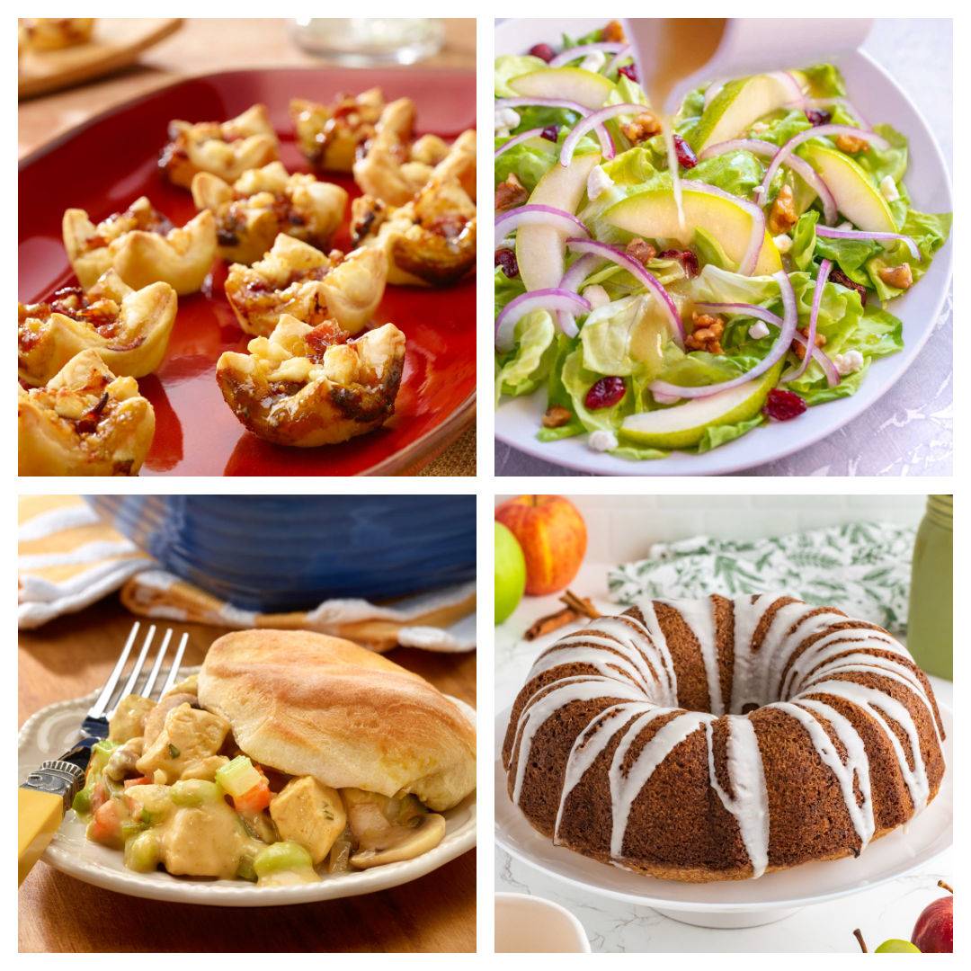 collage of 4 of the 8 recipes for fall entertaining.