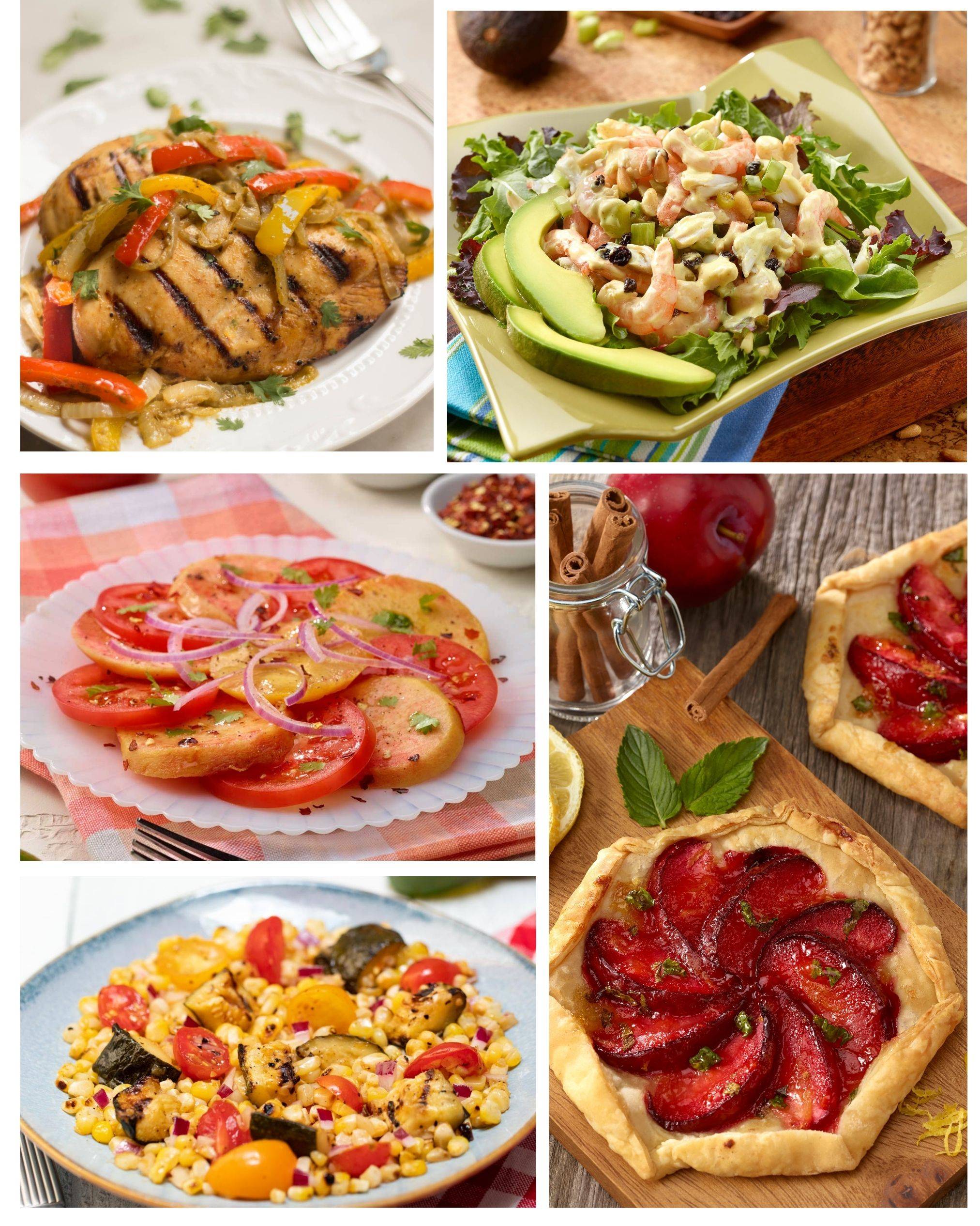 Collage of 5 recipes perfect for cool summer cooking