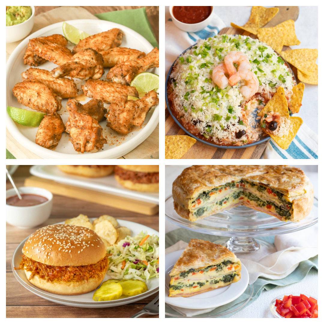 collage of 4 super bowl recipes