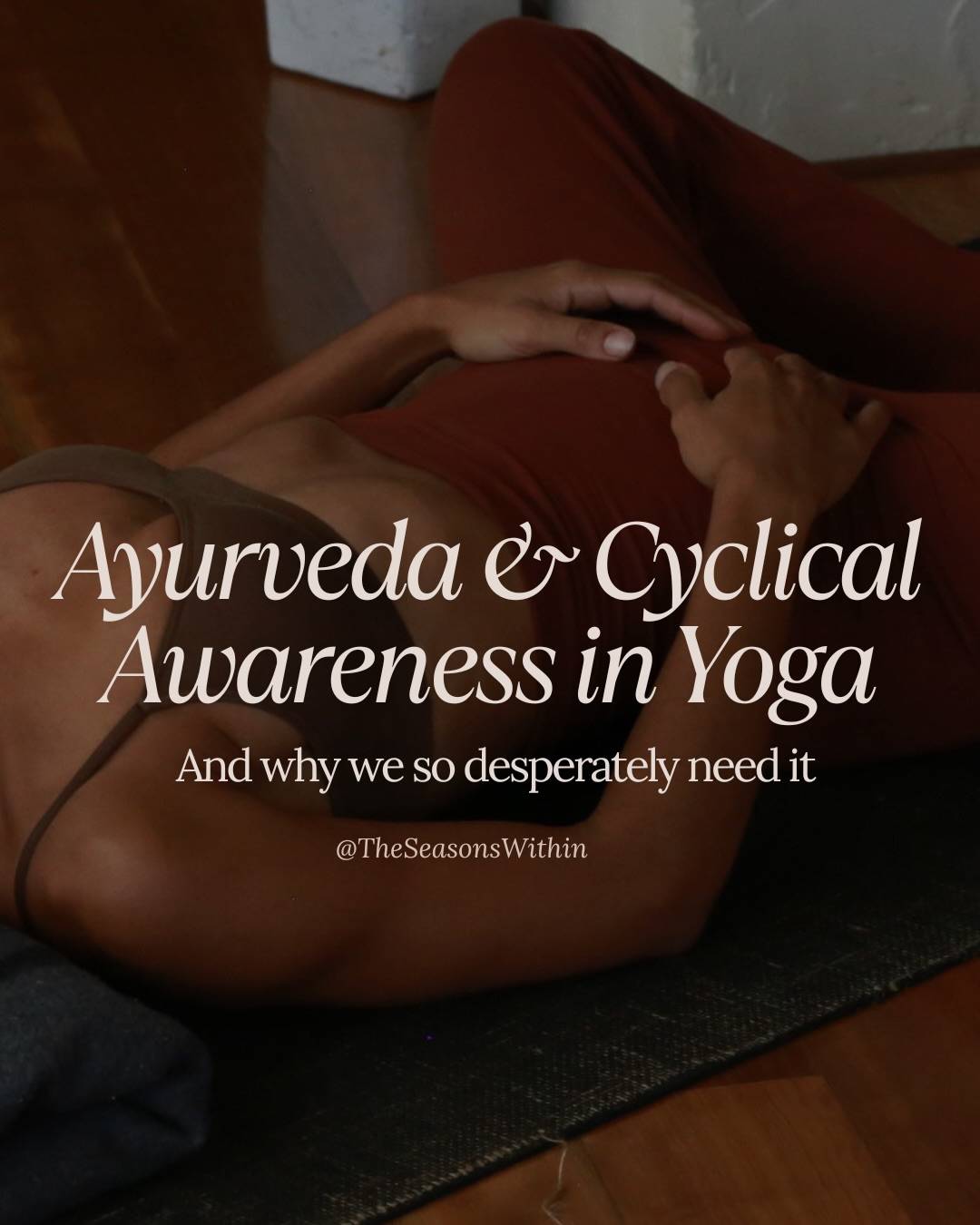 Yoga is an extraordinary system. Thousands of years of careful inquiry into the nature of the body, the breath, the mind and their relationship to something larger.
The depth of that inquiry is hard to overstate. 
And yet, as it currently stands, that inquiry is incomplete for half the people practising it. 

I think about this a lot because I’m honestly still working it out myself.
It’s one thing to understand the theory and another thing entirely to stand in front of a room of 30 people, all at different points in their cycle, different constitutions, different needs on a Monday evening and try to teach something that actually meets each of them. You can’t run 30 individualised sequences in one class. 
You can’t ask everyone to self-report where they are in their cycle before you start. There’s a real, practical tension between wanting to teach with this kind of awareness and the reality of a group class. 

We can try tho to teach in a way that gives people permission to opt out of consistency, rather than trying to personally diagnose every different cycles, and offer a language rather than strict instructions.

It’s not a complete answer. I’m aware of that. What I’ve landed on, for now, is something much less tidy than a perfect system...

What I do think is non-negotiable is that this awareness needs to exist somewhere in our training, even if applying it perfectly in every group class isn’t realistic. Right now it doesn’t exist almost anywhere. Most teachers have never been taught to think about this at all, which means even the imperfect, partial version I’m describing isn’t available to them as an option. 

I believe this is exactly where Ayurveda and cyclical living need to stop being treated as specialty interests and start being considered as foundational. 
This would change a lot. And it would also honour the tradition as a whole, a more complete system, the way Yoga and Ayurveda were meant to be held together, rather than the fragment we’ve inherited. 

Anywhooo...this isn’t a finished thought from me with a perfect solution, rather the start of an interesting conversation ✨💭