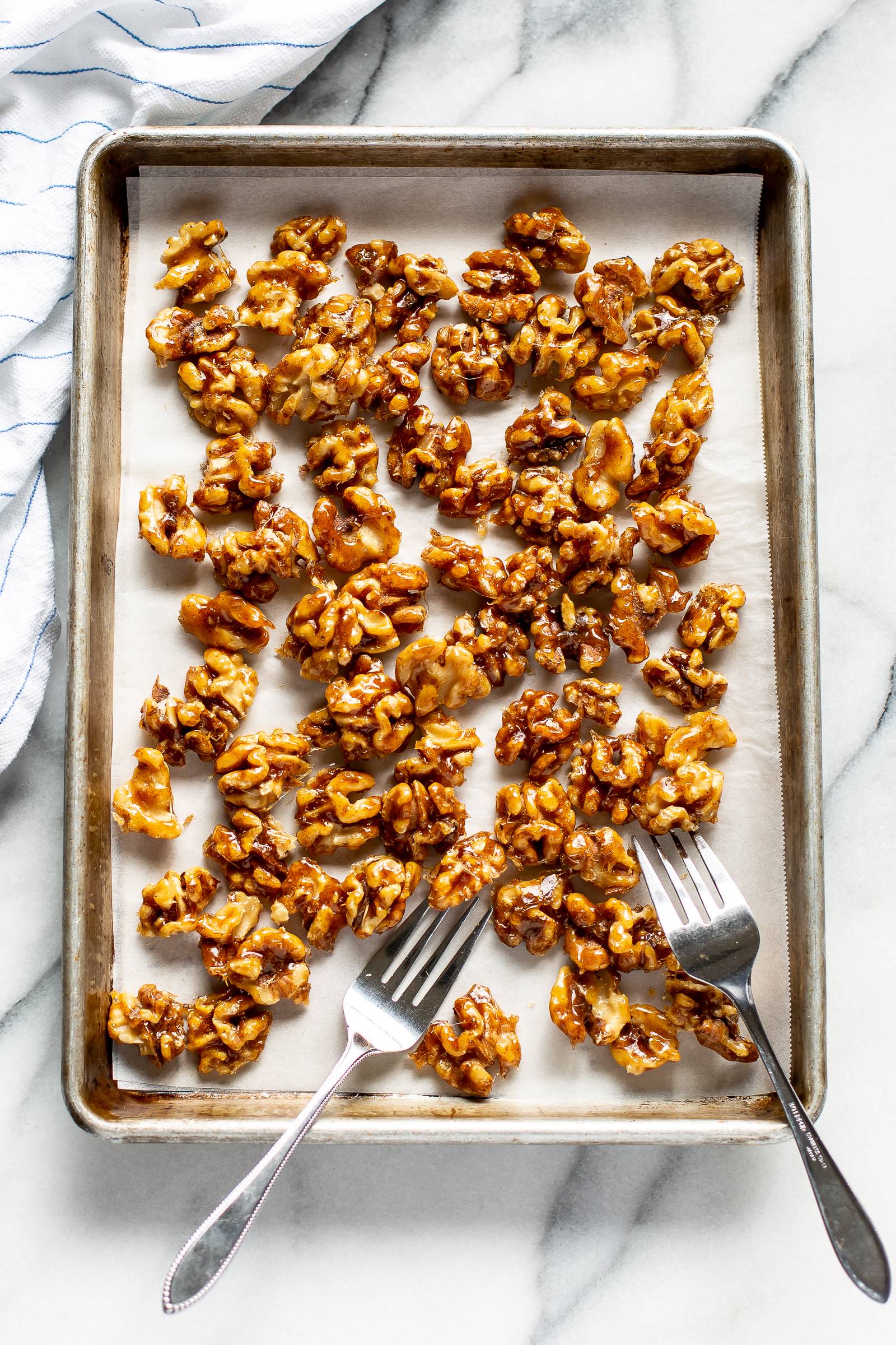 Candied Walnuts on a tray