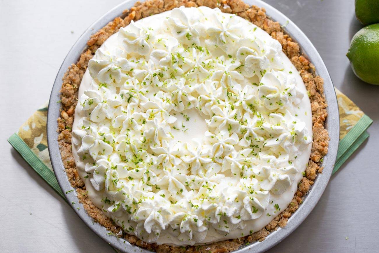 Frozen Margarita Pie with a Pretzel Crust