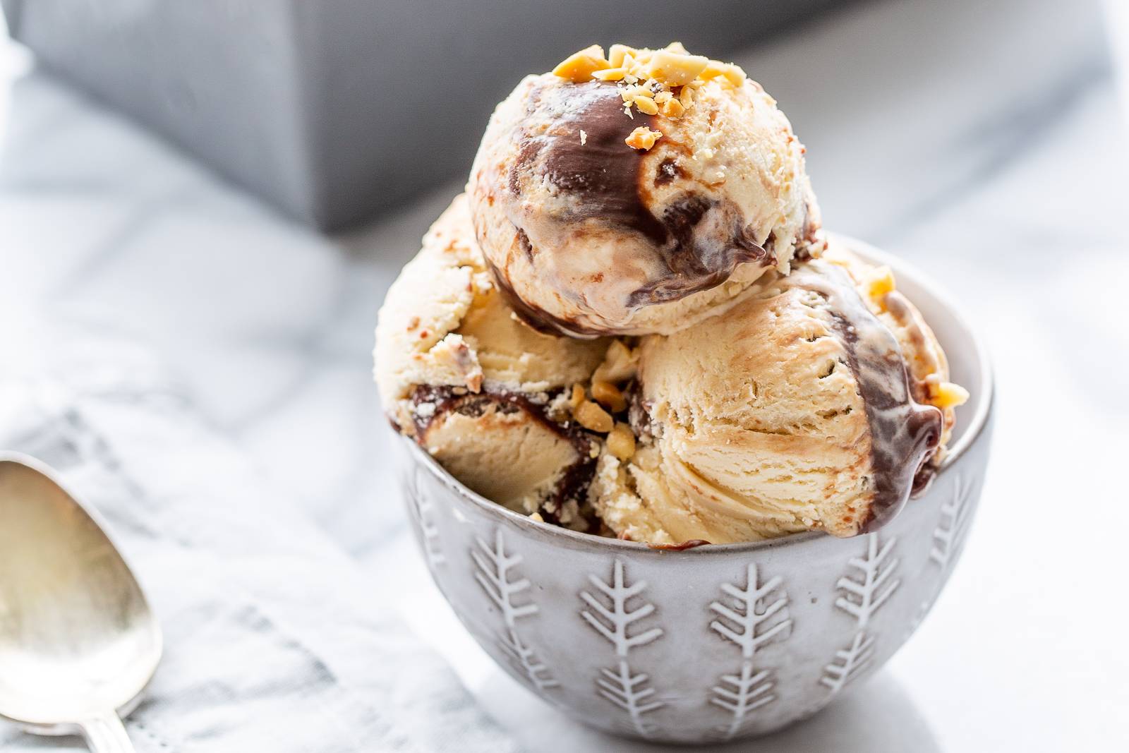 Peanut Butter Fudge-Ripple No-Churn Ice Cream