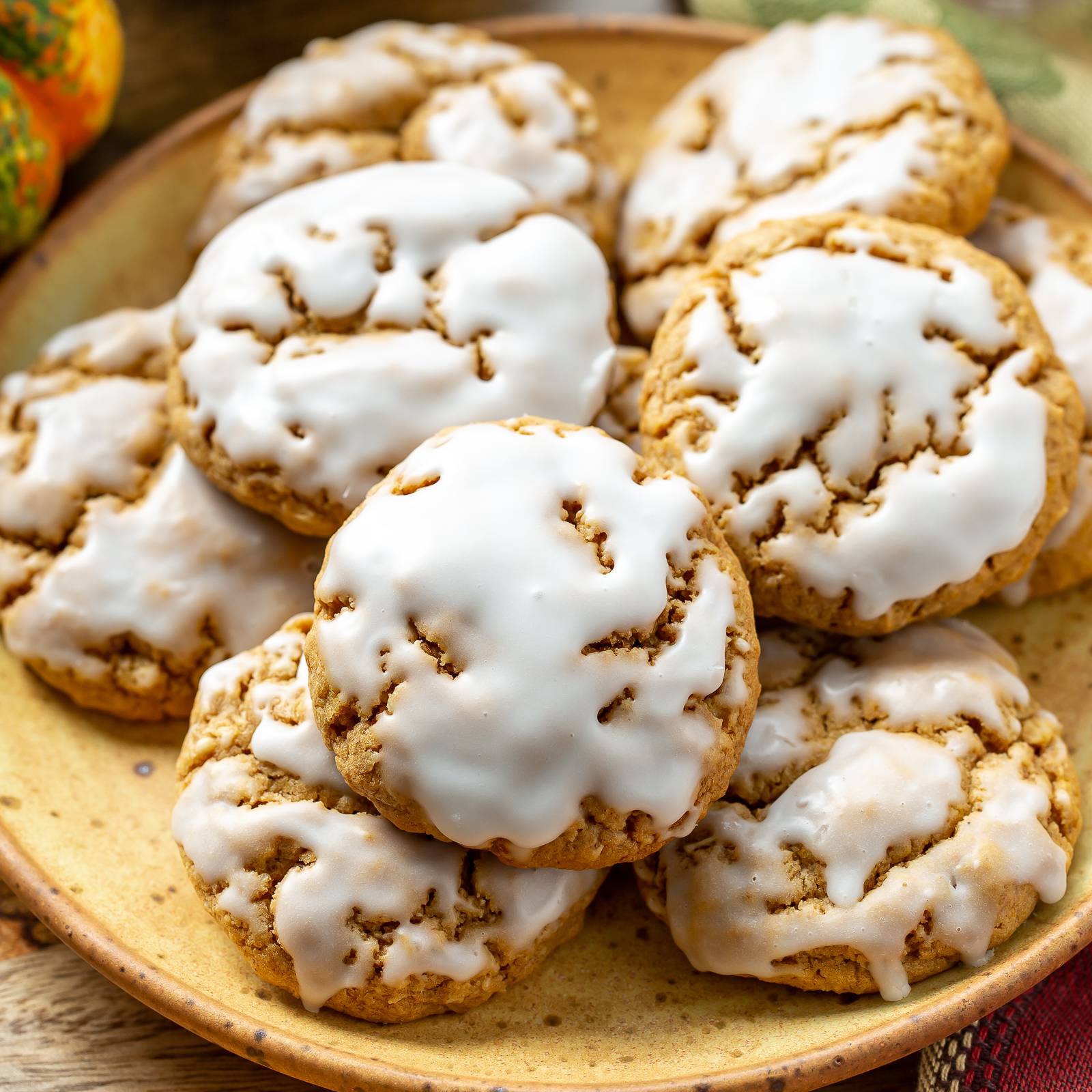 Pumpkin Spice Oatmeal Cookies on a plate