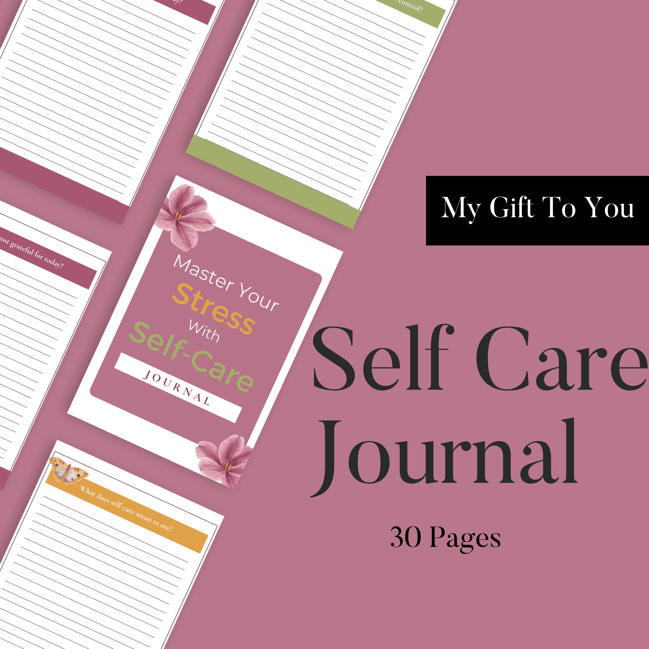 Instant Download Print out at home! 30 Day Self Care Journal with