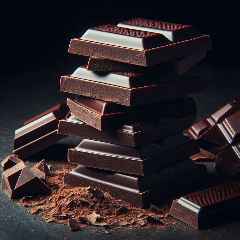 Stacked dark chocolate bars look delicious.