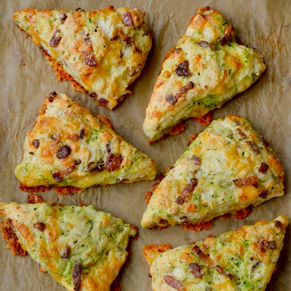 Cheddar bacon zucchini scones.