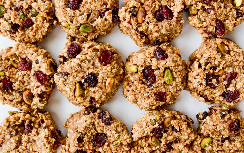 Healthy Breakfast Cookies studded with dried fruit and nuts