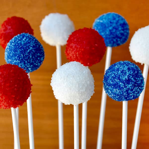 Red, white and blue Oreo cookie pops.