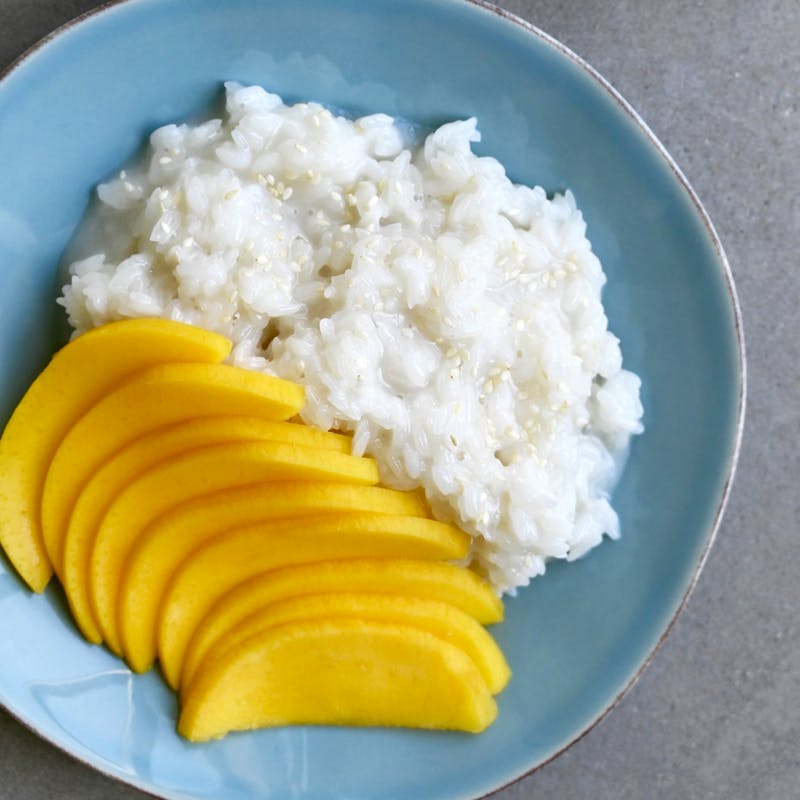 Coconut rice with mango.