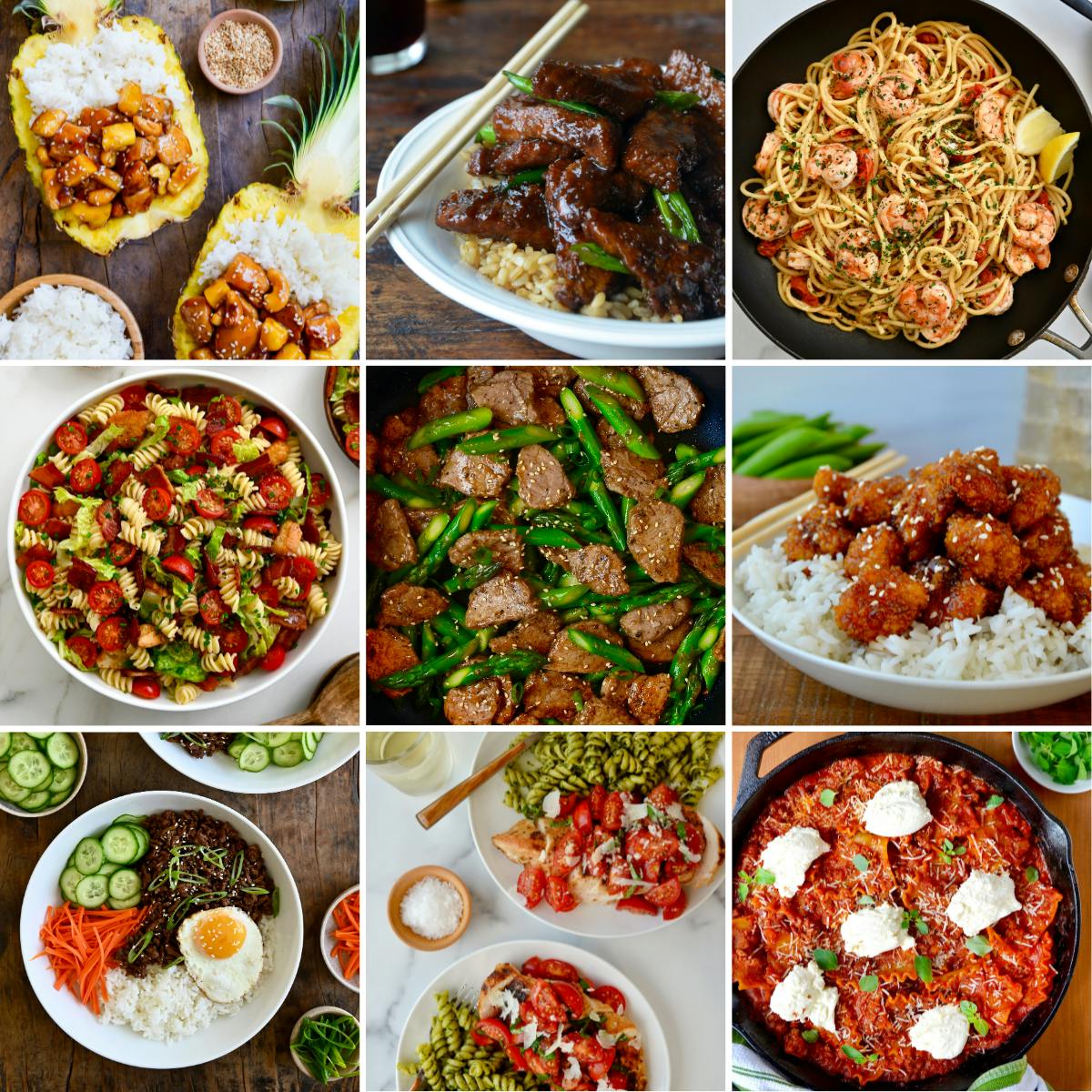 A collage of 30-minute recipes.