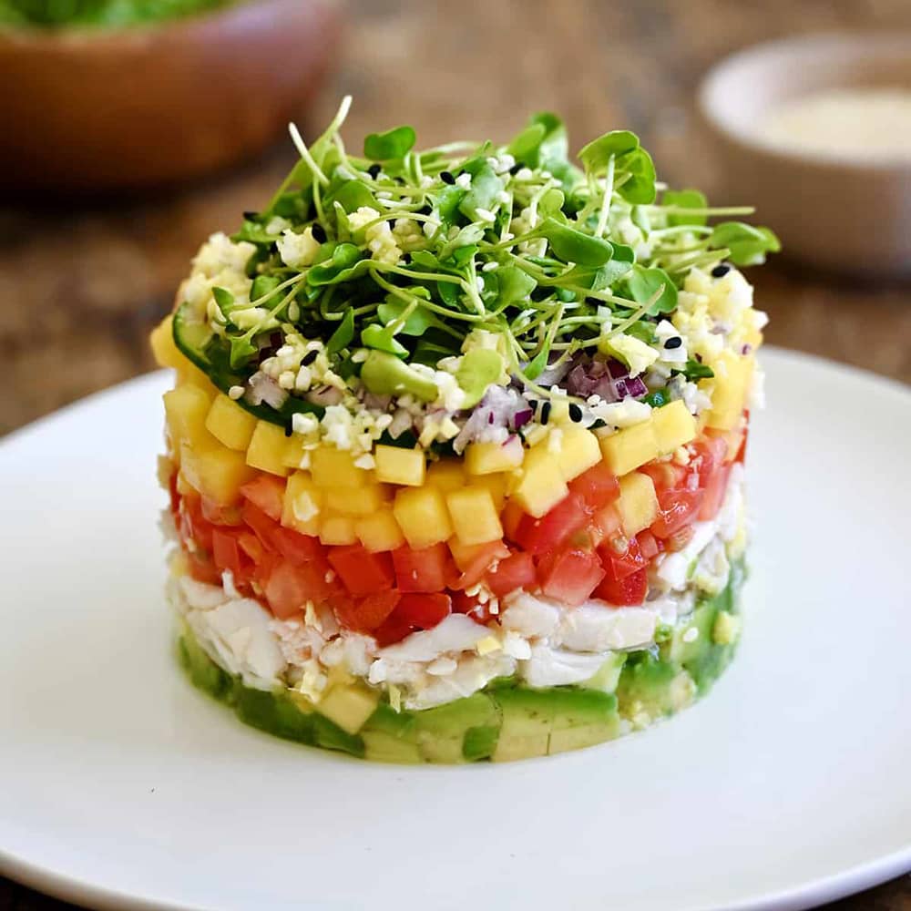 pineapple salsa in a white bowl.