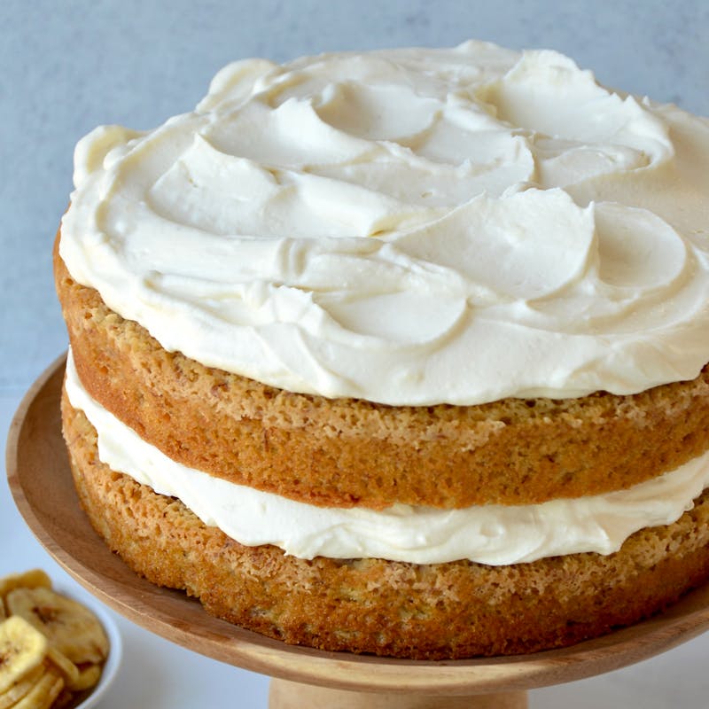 Banana layer cake with cream cheese frosting.