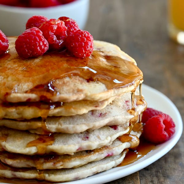 Raspberry Oatmeal Pancakes