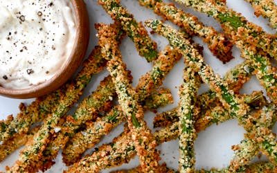 Baked Asparagus Fries with Roasted Garlic Aioli