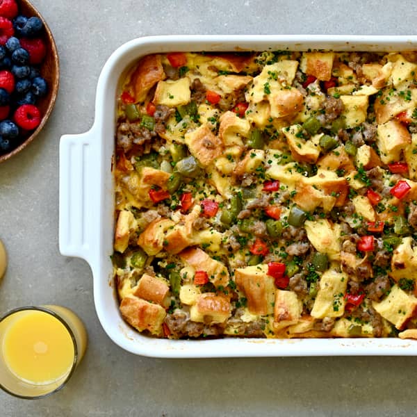 Overnight Egg Casserole with Breakfast Sausage