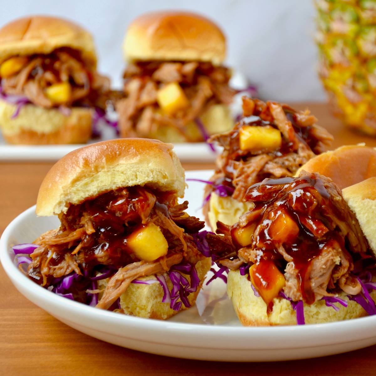 Hawaiian pulled pork sliders.