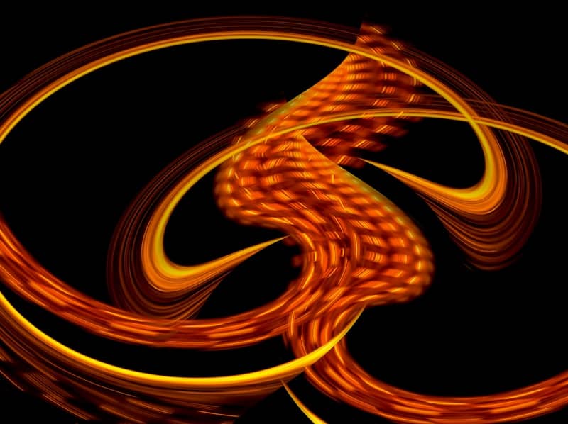 Abstract fiery swirls on a black background