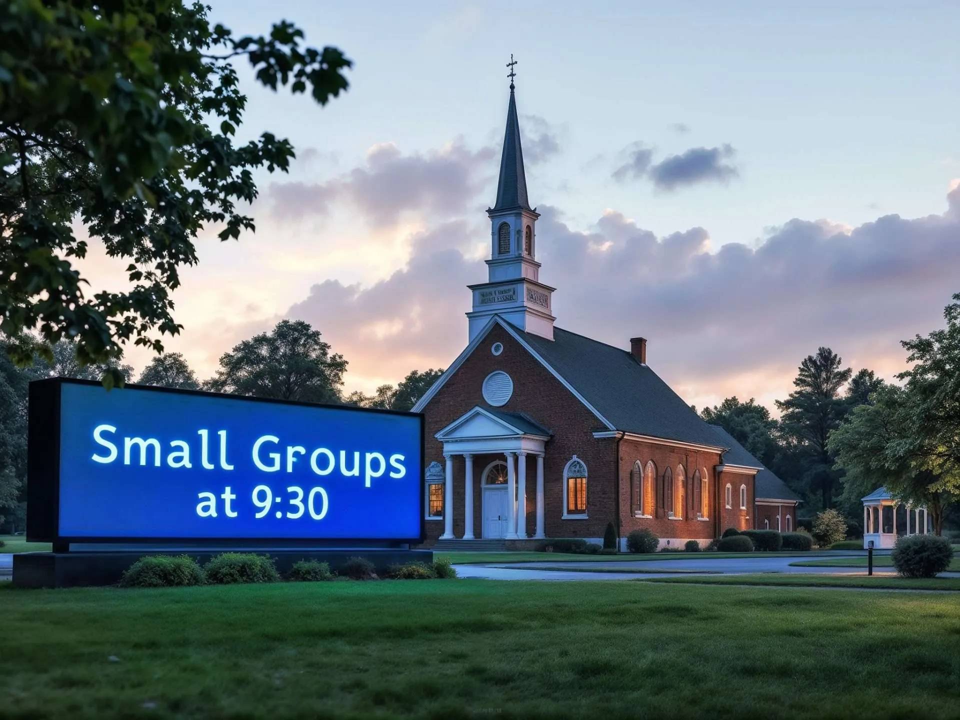 Church with LED sign