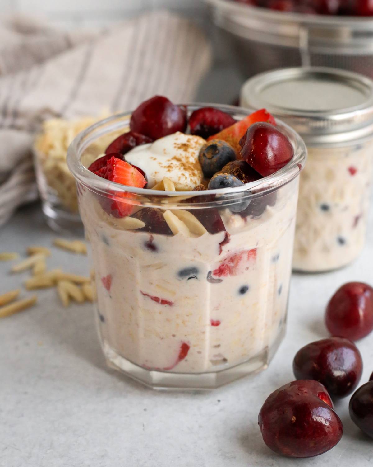 Berry Cherry Almond Overnight Oats