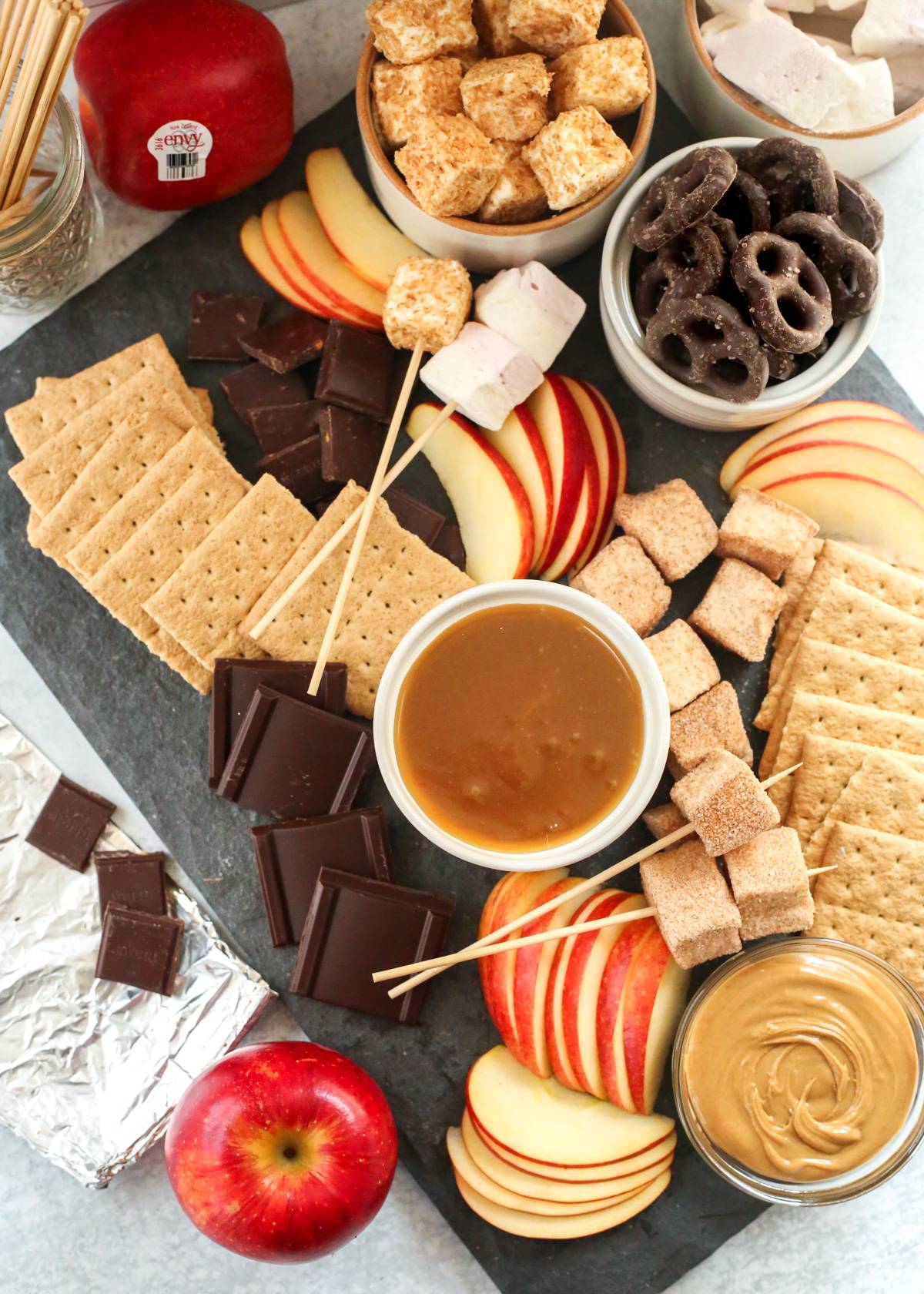 Caramel Apple S'mores Dessert Board