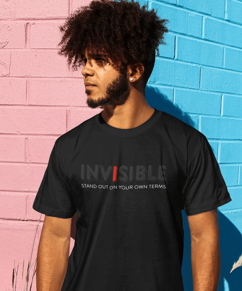 Image of our black "Invisible" tshirt design