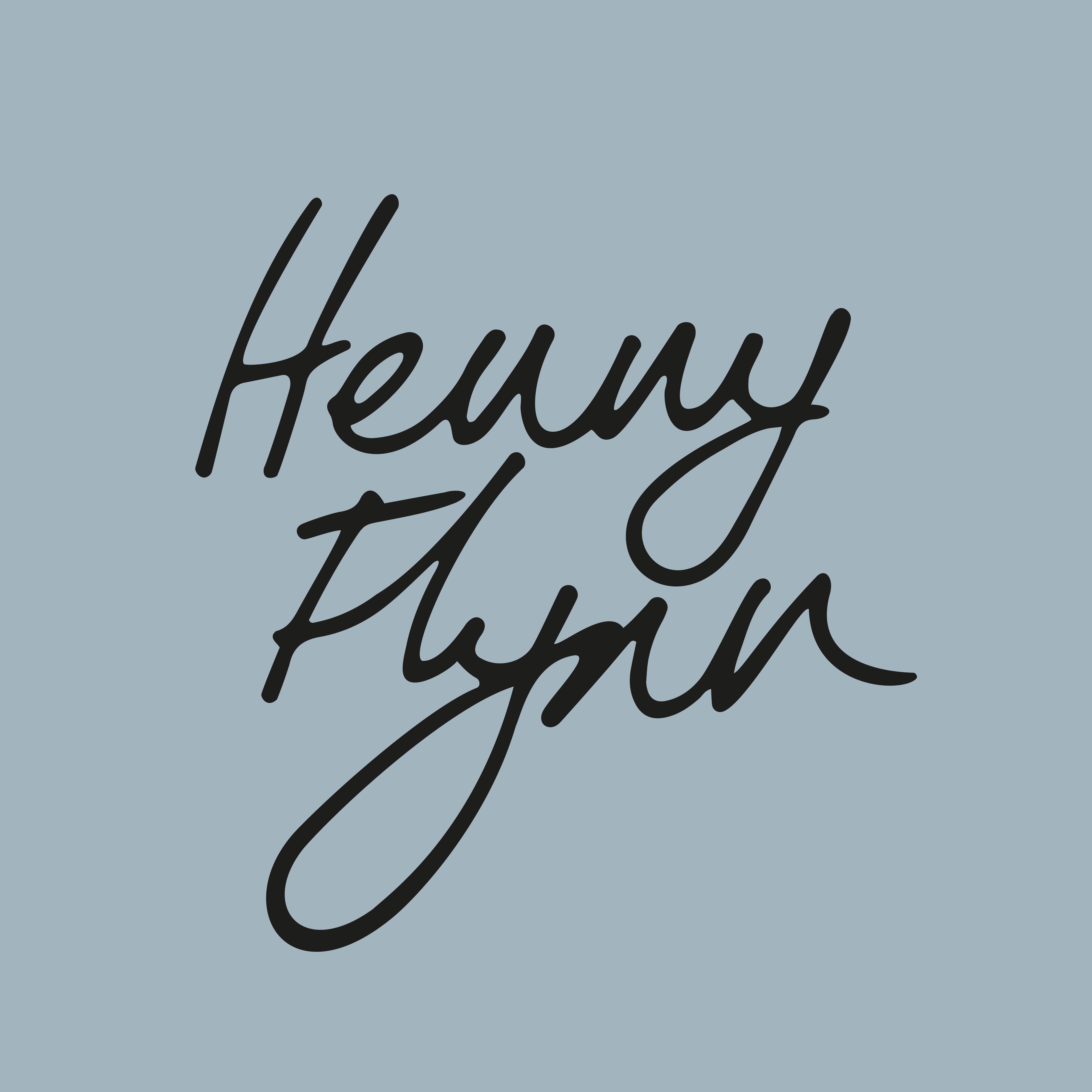 Henny's full signature on a pale blue background