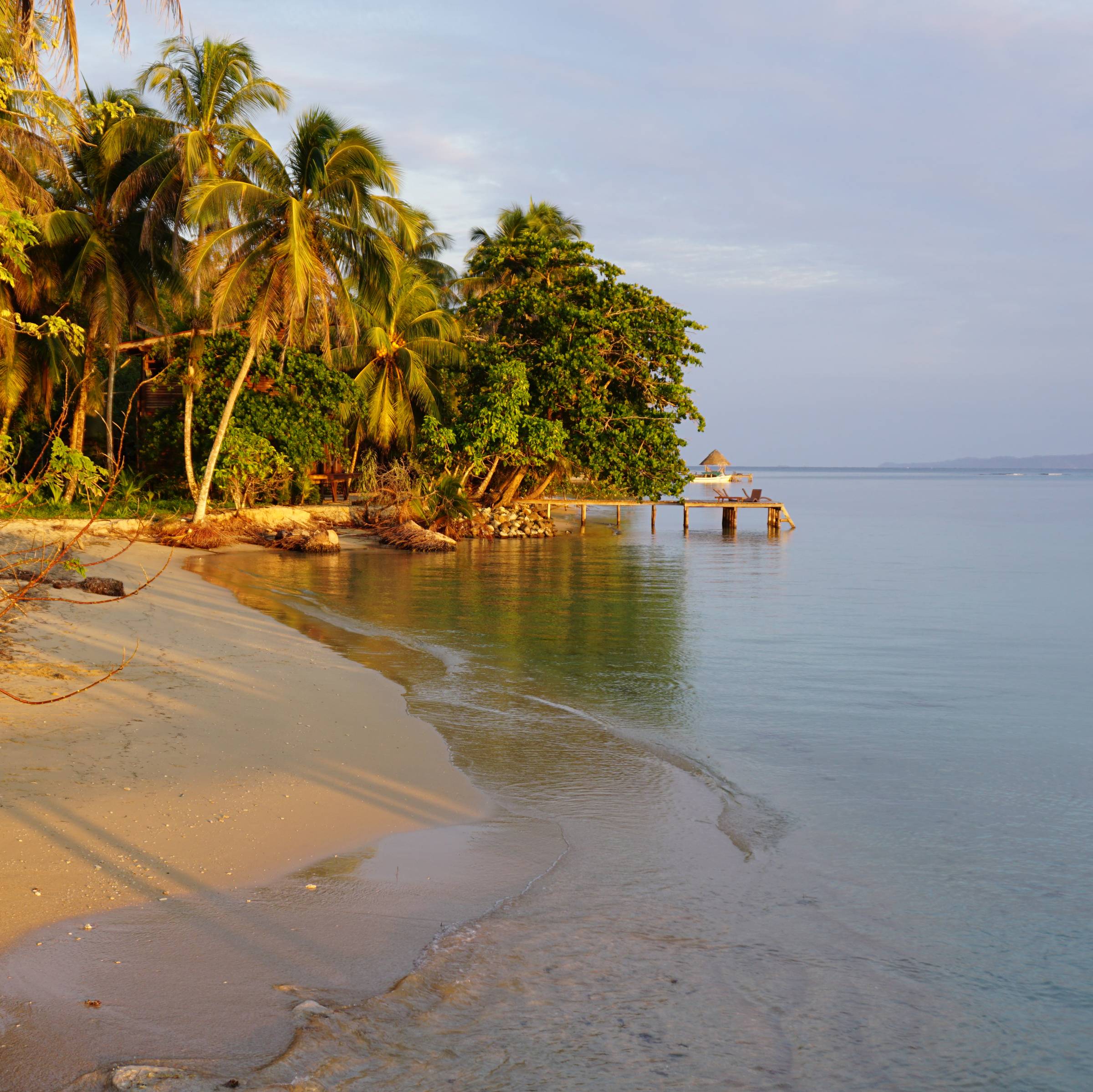 Bocas del Toro beach at sunset