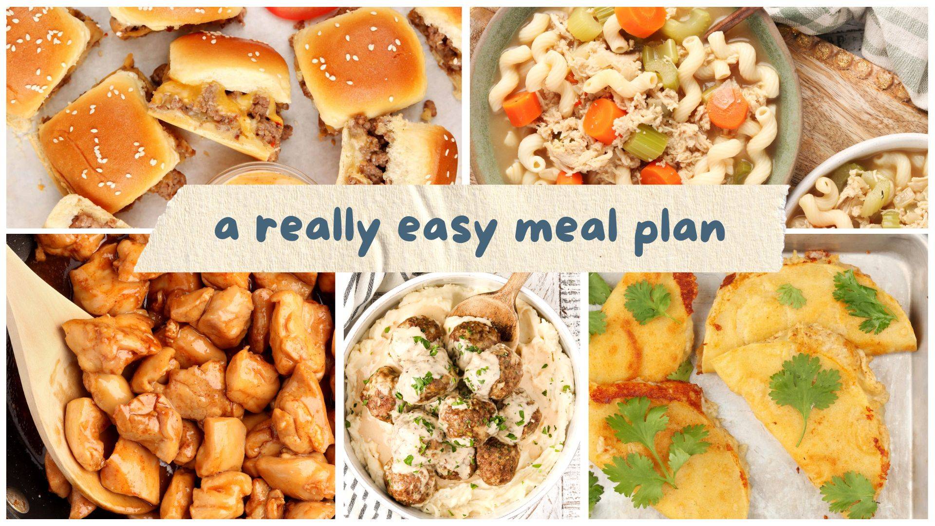 A collage of 5 simple meals.