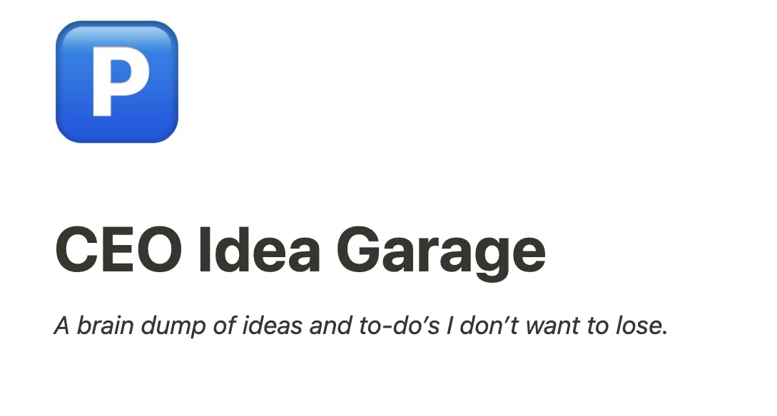 a screenshot of my CEO Garage in Notion