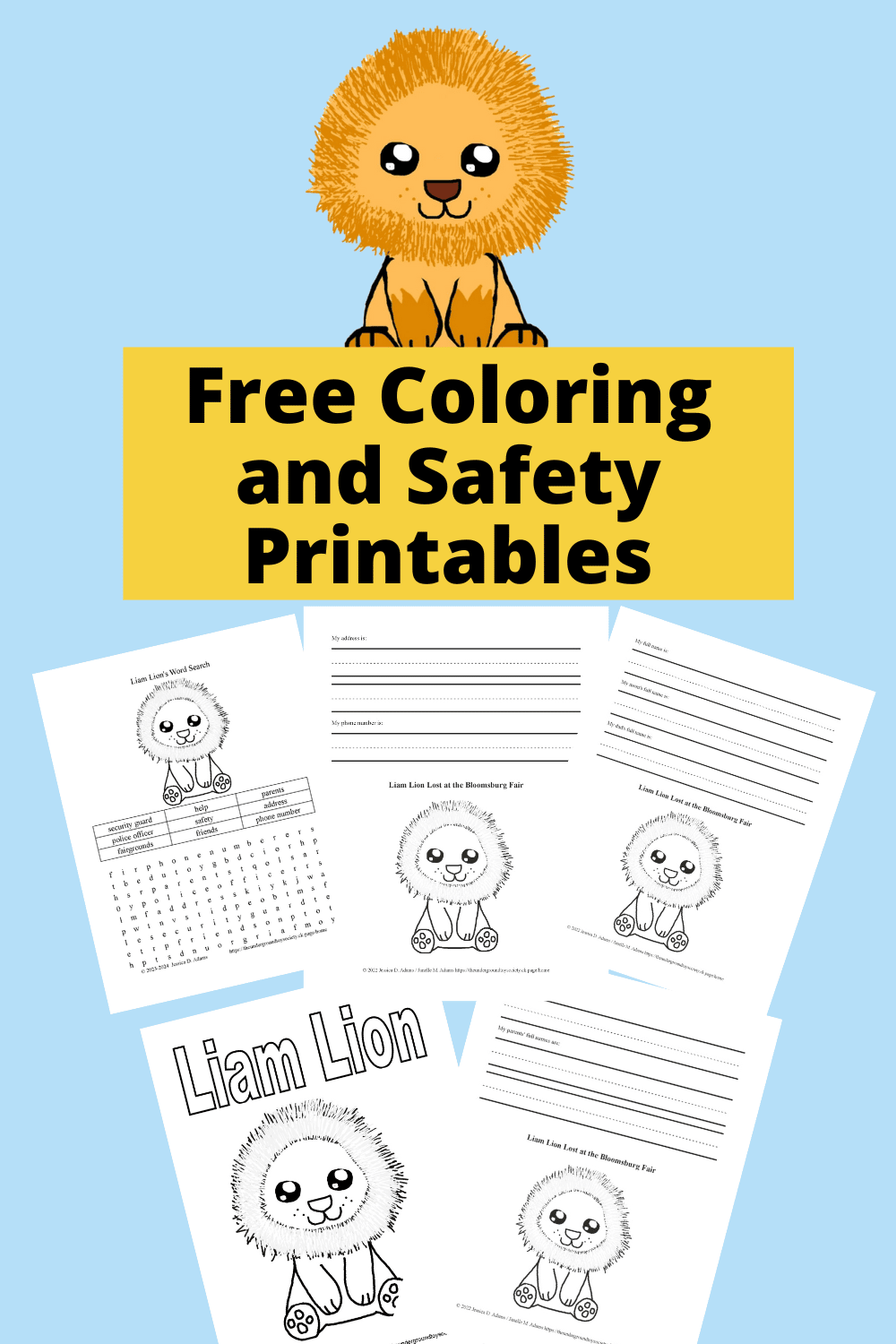 Liam lion safety awareness coloring pages