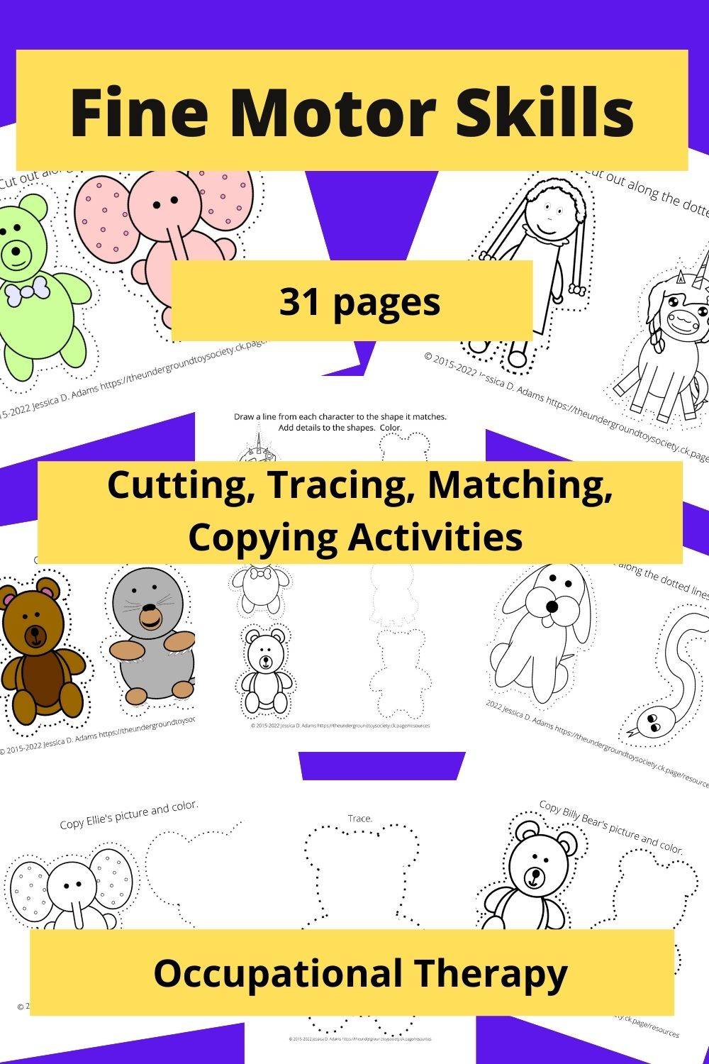 Fine Motor Skills Cutting Tracing Matching Activities Occupational Therapy