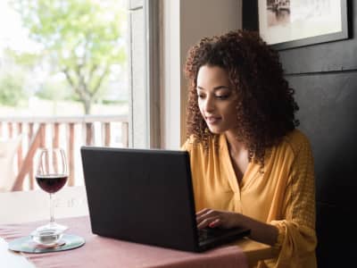 Woman working on her laptop 