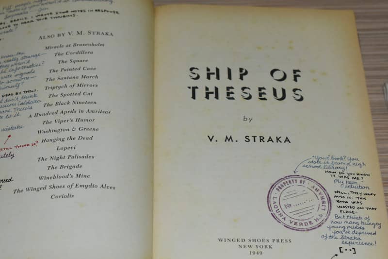 Title page of "ship of theseus" by v. m. straka