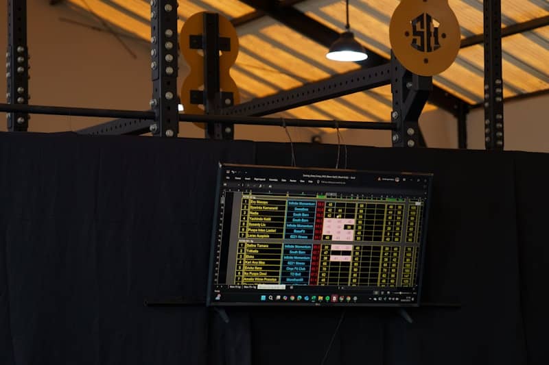 A computer monitor displaying data