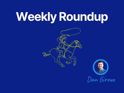 Weekly Roundup title with lassoing cowboy illustration and Dan Giroux headshot.
