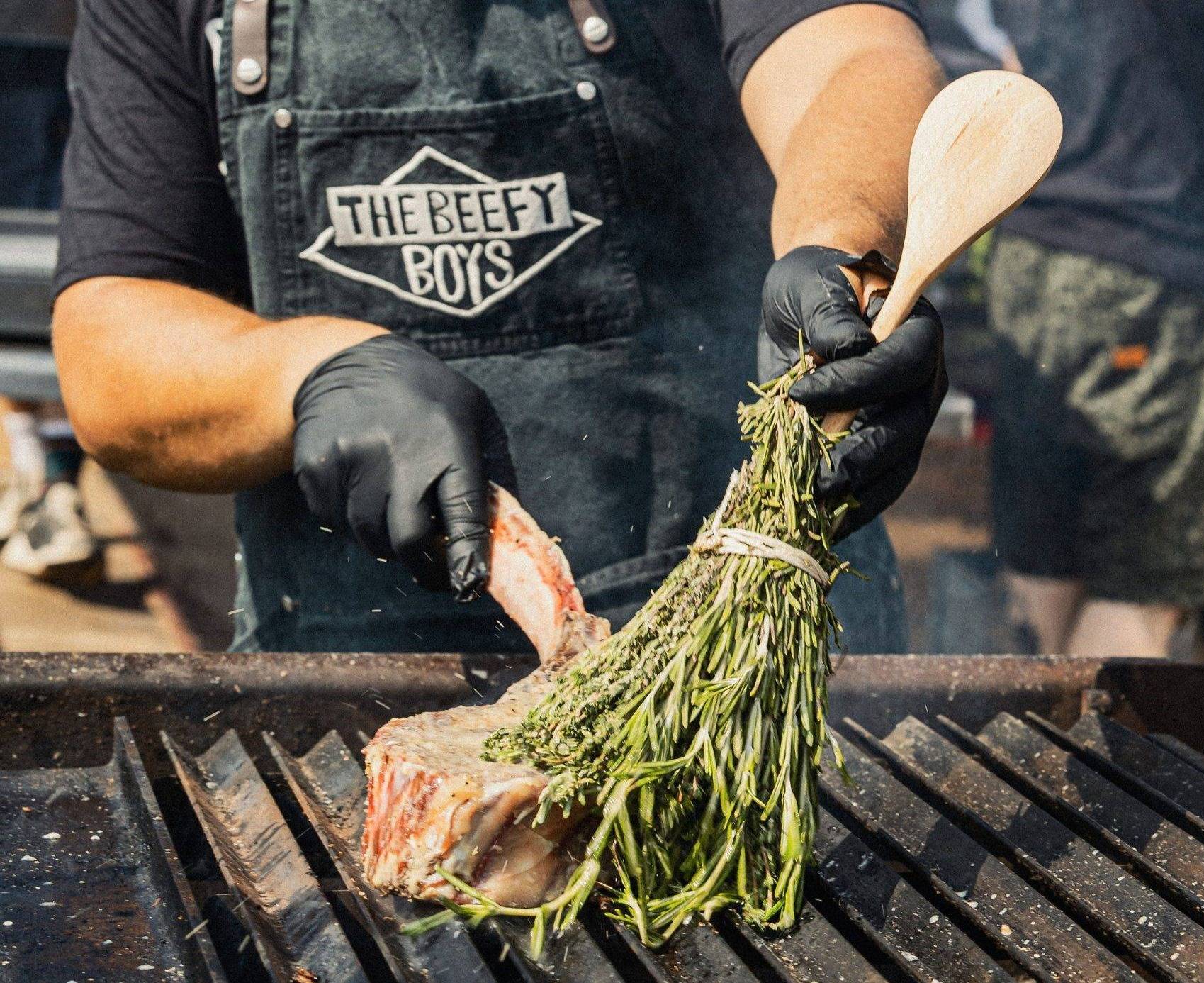 Beef sizzling on the bbq at Beefstock
